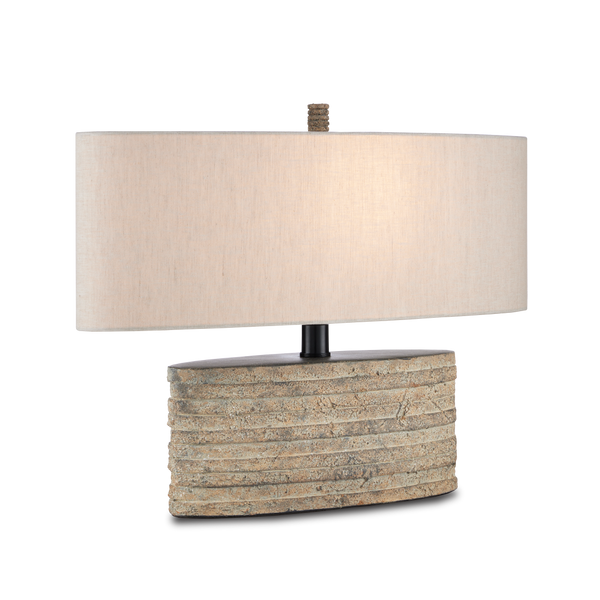Innkeeper Rustic Oval Table Lamp - Elegant Terracotta Design with Vanilla Linen Shade for Home Decor