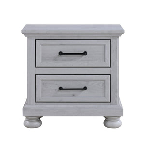 English Elm 2-frawer Gray Nightstand with Usb Ports Transitional Millwork Bun Feet Bedside Table B2709P453739