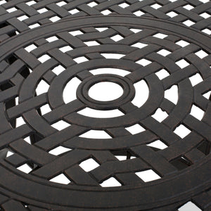 English Elm Christopher Knight Home® - Outdoor Cast Aluminum Circular Dining Table - Elegant Bronze Finish For Patios & Gardens, 49.75" N768P348388B