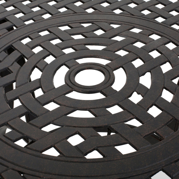 English Elm Christopher Knight Home® - Outdoor Cast Aluminum Circular Dining Table - Elegant Bronze Finish For Patios & Gardens, 49.75" N768P348388B