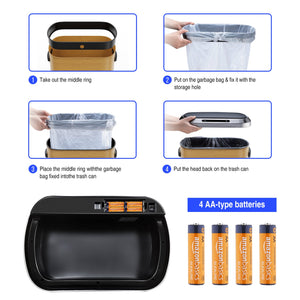 English Elm 50L Smart Sensor Trash Can with Silent Slow-Close Lid, 50L Stainless Steel Motion Bin for Kitchen W1550P154906