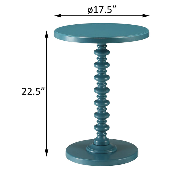 English Elm Teal Round Pedestal Side Table with Turned Base, Solid Wood & MDF, Timeless Accent for Living Rooms and Dining Spaces B062P185709