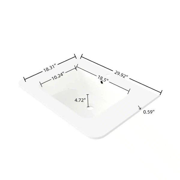English Elm 30" Glossy White Ceramic Undermount Bathroom Basin with Overflow and Seamless Bowl W2615P281687