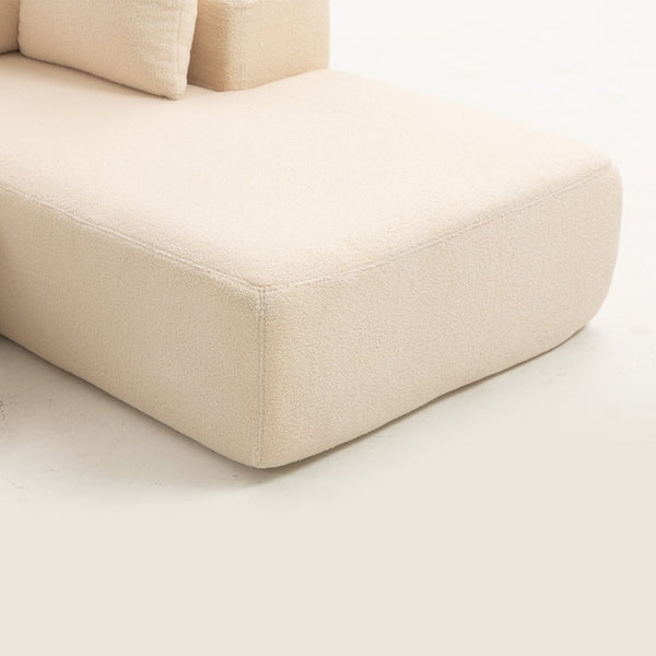 English Elm Full Foam Modular L-shaped Sectional Sofa Flannelette Upholstered with Five Throw Pillows W3326S00022