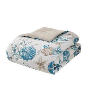 English Elm 7 Piece Cotton Sateen Comforter Set In Aqua – Coastal Bedding With Decorative Pillows & Shams B03597267