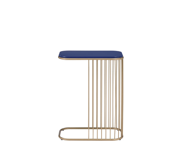 English Elm Aviena Blue & Gold Metal Accent Table with 15mm Composite Wood Top, Display & Utility, No Assembly Required B2726P243244