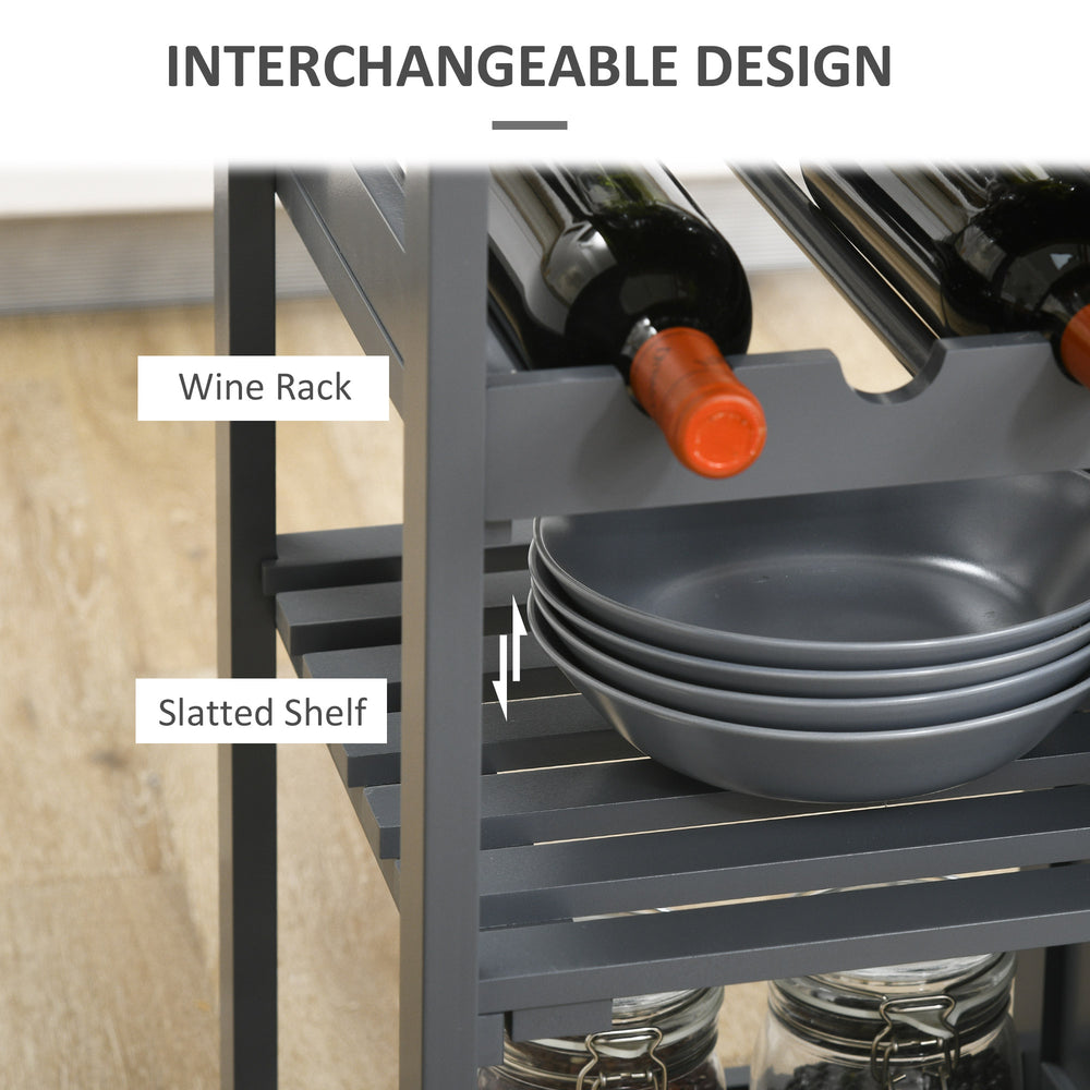 English Elm HOMCOM Mobile Kitchen Island with Drop Leaf Breakfast Bar, Rubberwood Top, Locking Casters & Storage Grey W2225P217390