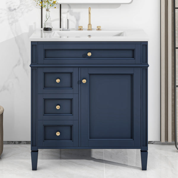 English Elm 30'' Modern Bathroom Vanity With Ceramic Sink, 3 Drawers & Storage Cabinet – Stylish & Durable Design N710P206904C