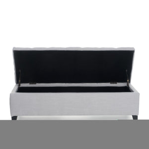 English Elm Christopher Knight Home® - GLOUSTER Light Gray Storage Ottoman V2 – Button Tufted Diamond Stitch Bench, 51" Wide, Soft-Close Lid N769P227940A