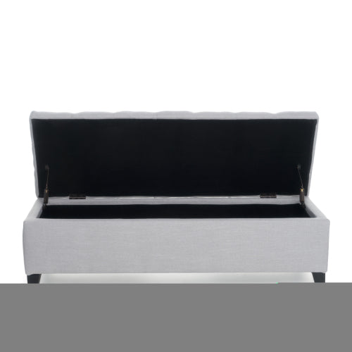 English Elm Christopher Knight Home® - GLOUSTER Light Gray Storage Ottoman V2 – Button Tufted Diamond Stitch Bench, 51" Wide, Soft-Close Lid N769P227940A