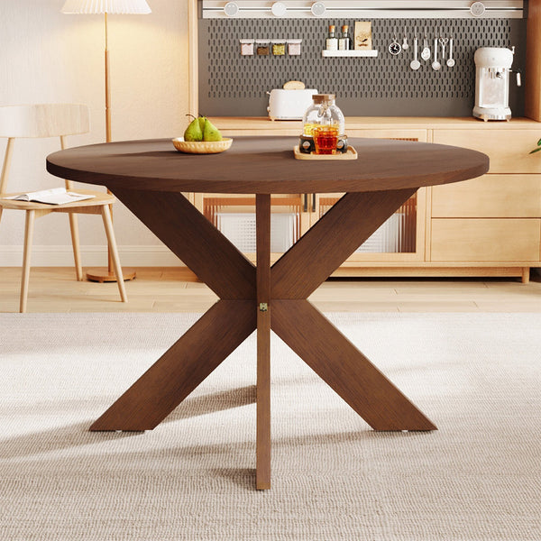 English Elm Christopher Knight Home® - Round MDF Dining Table Cherry – Modern Farmhouse Round Kitchen Table Seats 5, Easy Assembly, 300lb Capacity, Space-Saving Elegance N779P266070C