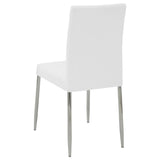 English Elm Set Of 4 Leatherette Upholstered Dining Chairs, White and Chrome