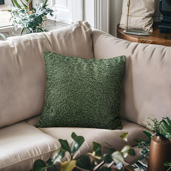 JLA Home Chapel Hill - Solid Boucle Feather-Blend Square Pillow with Off-White Texture, Removable Cover, 20x20 Accent Green CH30-0040