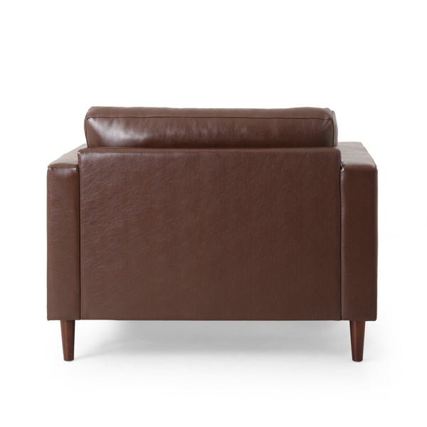 English Elm Christopher Knight Home® - CLUB Sophisticated Faux Leather Club Chair with Espresso Birch Legs, Plush Comfort and Modern Style Dark Brown 45 L x 34.25 W x 23.5 H 72623.00DBRN