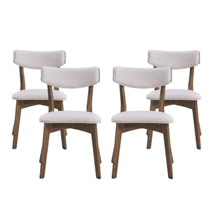 English Elm Caleb Mid-century Upholstered Dining Chair Set of Four with Tapered Oak Legs Light Beige,Walnut N768P282333W
