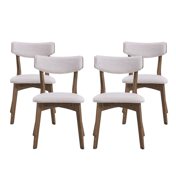 English Elm Caleb Mid-century Upholstered Dining Chair Set of Four with Tapered Oak Legs Light Beige,Walnut N768P282333W