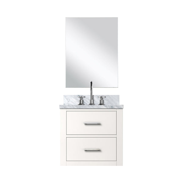English Elm White Compact Bathroom Vanity Set With Acrylic Top, Mirror & Chrome Faucet – Ideal For Small Spaces B2731S01967-GIGA