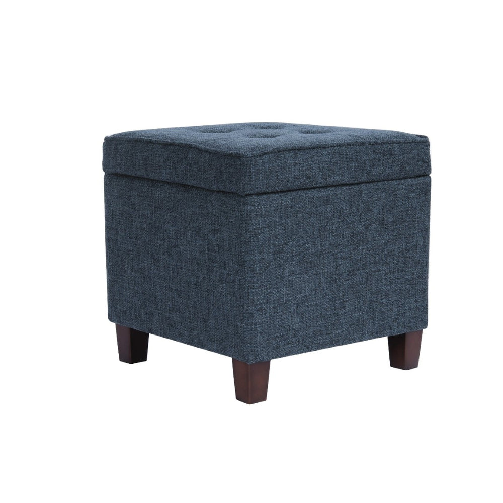 English Elm Soa Woven Fabric Cube Ottoman with Tray Lid and Hidden Storage for Living Rooms B056P416973