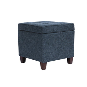 English Elm Soa Woven Fabric Cube Ottoman with Tray Lid and Hidden Storage for Living Rooms B056P416973