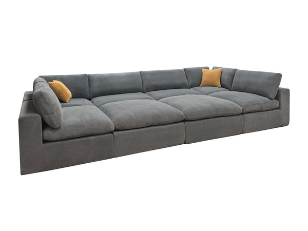 English Elm Coffee Bean Textured Upholstery Modular Sectional Low Profile Sofa with Toss Pillows Light Gray B2748S00071