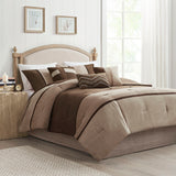 Madison Park Palisades Transitional 7 Piece Faux Suede Comforter Set MP10-4025 Brown