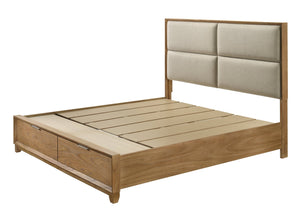 English Elm 1Pc King Storage Platform Bed With Ultra-Plush Headboard, Solid Wood Frame & Footboard Drawers B2741S00702