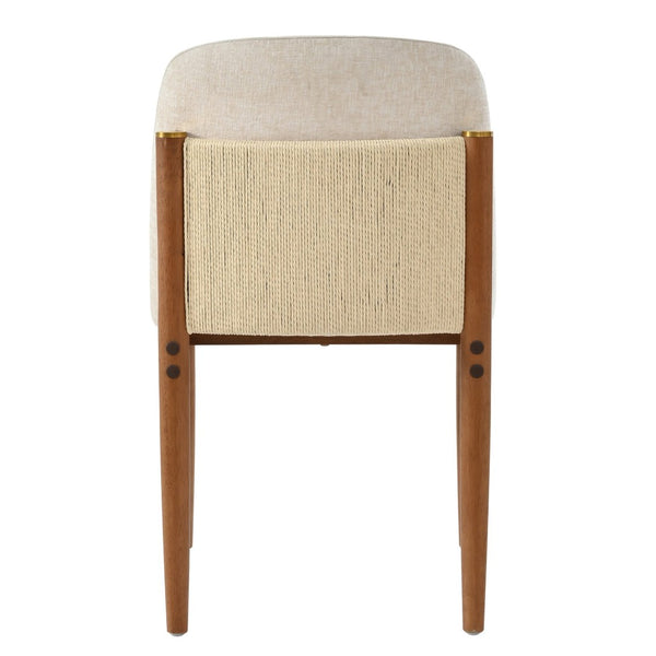 English Elm Modern Woven Rope Back Dining Chairs Walnut Rubberwood Legs Set of 2 for Any Room N762P379418D