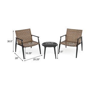 English Elm Christopher Knight Home® - Modern Outdoor Chat Set with 2 PE Rattan Chairs & Tempered Glass Side Table, Rust‑Proof, UV‑Safe Elegance N769P248124B