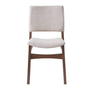 English Elm Upholstered Stackable Dining Chairs Linen Fabric Rubberwood Frame Rustic Set of 2 Walnut N752P327192D