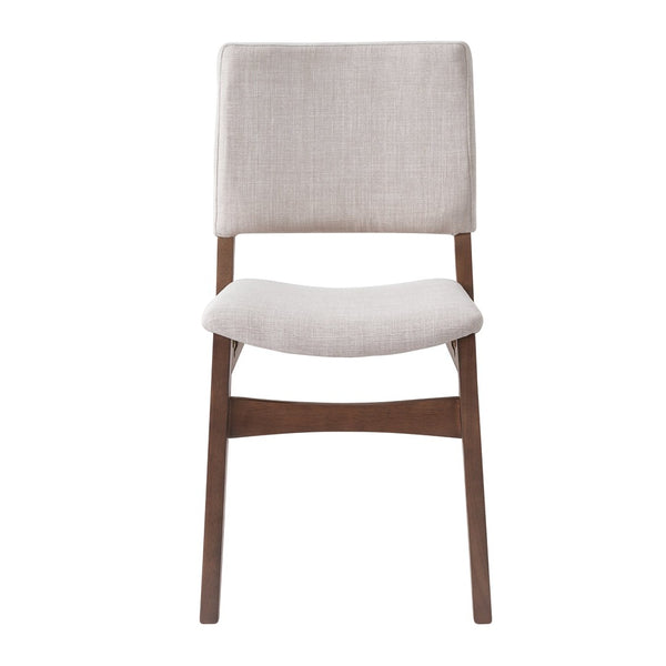English Elm Upholstered Stackable Dining Chairs Linen Fabric Rubberwood Frame Rustic Set of 2 Walnut N752P327192D