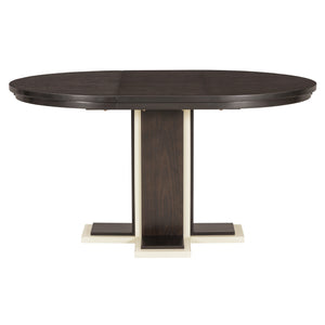 English Elm TREXM Retro Extendable Oval Dining Table with 16" Leaf, Double-Layer Pedestal, Durable Wood Finish Espresso XW000002AAP
