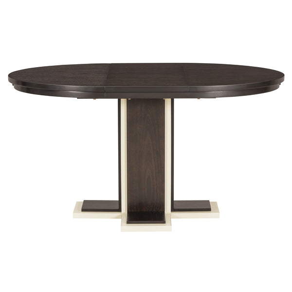 English Elm TREXM Retro Extendable Oval Dining Table with 16" Leaf, Double-Layer Pedestal, Durable Wood Finish Espresso XW000002AAP