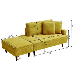 English Elm Indoor Boucle Chaise Lounge with Detachable Ottoman Convertible Daybed Bedroom Reading Nook Yellow W5515P438711