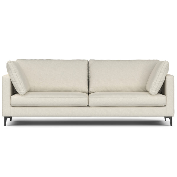 English Elm Ava 90 Inch Mid Century Sofa with Eco Performance Fabric, Plush Cushions, Durable Wood Frame Cream B136P199269