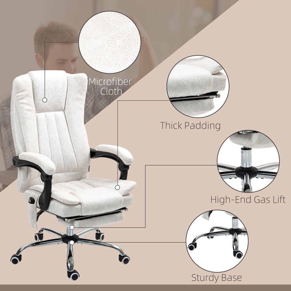 English Elm Massage Reclining Office Chair with Vibration Motors Heating Footrest and Microfiber Seat T3971P408092