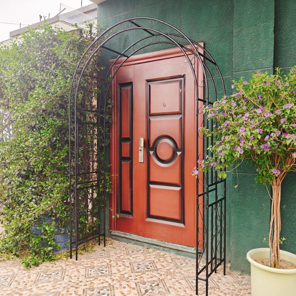English Elm Metal Garden Arch Powder Coated Steel Frame for Climbing Roses and Pathway Decor W1586P268781