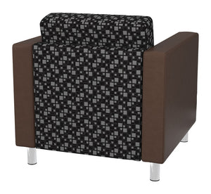 OSP Home Furnishings Pacific Club Armchair with Vinyl Upholstery and Chrome Legs for Modern Living Rooms PAC51-K107/R102