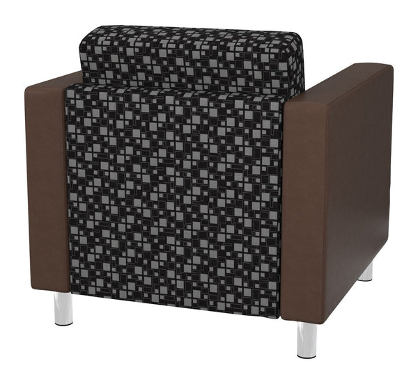 OSP Home Furnishings Pacific Club Armchair with Vinyl Upholstery and Chrome Legs for Modern Living Rooms PAC51-K107/R102