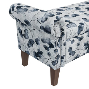 English Elm Wallen Floral Upholstered Storage Ottoman Bench with Nailhead Trim and Wood Legs B127P278175