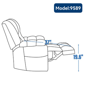 English Elm Dual Motor Power Lift Recliner Chenille Chair with Massage Heat and Infinite Positions Blue W3224P288489