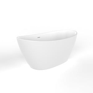 English Elm 61 Inch Solid Surface Freestanding Soaking Tub Matte White Ergonomic Bathtub W1613P351368