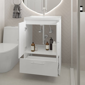 English Elm Colville Floating Wall Mount Vanity Cabinet Matte Finish Modern Bathroom Storage White B092P439919