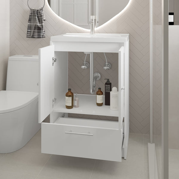 English Elm Colville Floating Wall Mount Vanity Cabinet Matte Finish Modern Bathroom Storage White B092P439919