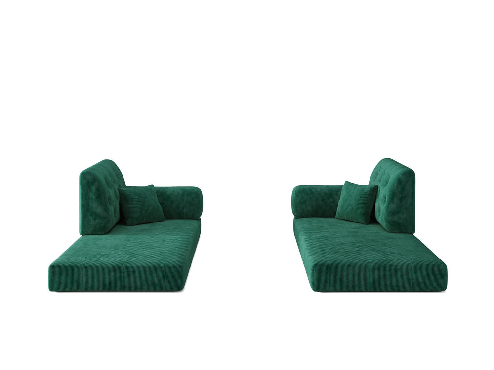 English Elm 78.8inch Modular sofa bed with removable backrest, foldable design, washable corduroy cover, versatile transforms into double bed and lounge seating for living spaces Green W3147P351666