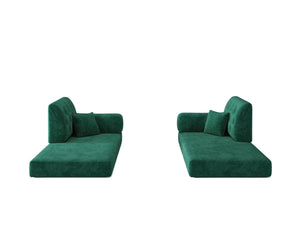 English Elm 78.8inch Modular sofa bed with removable backrest, foldable design, washable corduroy cover, versatile transforms into double bed and lounge seating for living spaces Green W3147P351666