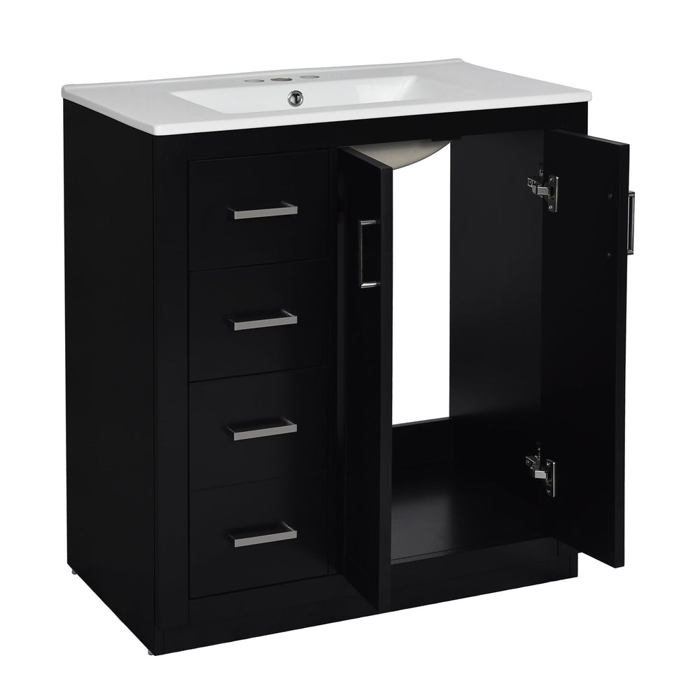 English Elm 30'' Elegant Bathroom Vanity Combo With Ceramic Sink, Storage Cabinet, 3 Drawers & Soft-Close Doors N710P191970B
