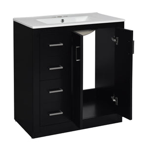 English Elm 30'' Elegant Bathroom Vanity Combo With Ceramic Sink, Storage Cabinet, 3 Drawers & Soft-Close Doors N710P191970B