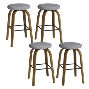 English Elm Swivel Backless Counter Stools Set of 2 with Fabric Seat Bentwood Legs Mid-century Modern Gray W3107P446889