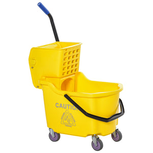 English Elm HOMCOM Professional 21Qt Mop Bucket with Down-Press Wringer, Dual-Chamber Water Separation, Casters Yellow W2225P217087