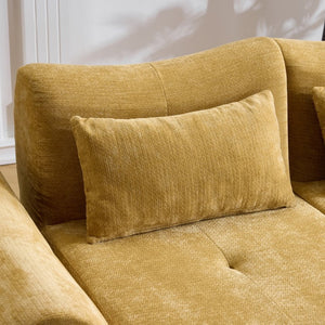 English Elm Modular Cloud Sectional Sofa Bed with Flannelette Upholstery for Flexible Living Yellow W1829S00077